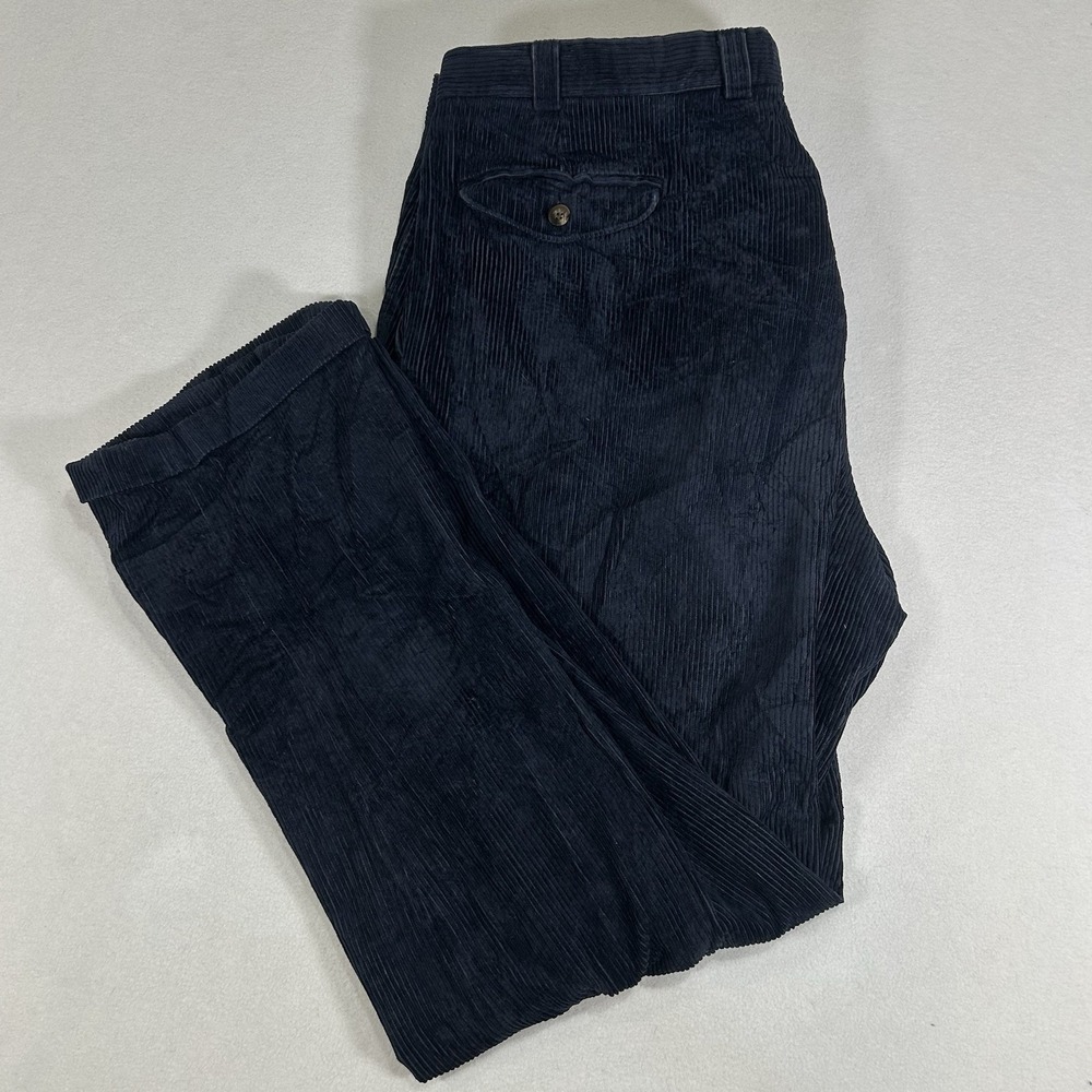 LL Bean Heavy Corduroy Pants Mens 42 Navy Blue Cotton Outdoors Actual Size 43x33